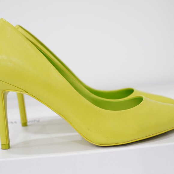 Vibrant Lime Green Statement Heels Classic Pumps Elegant Style - Picture 3 of 7